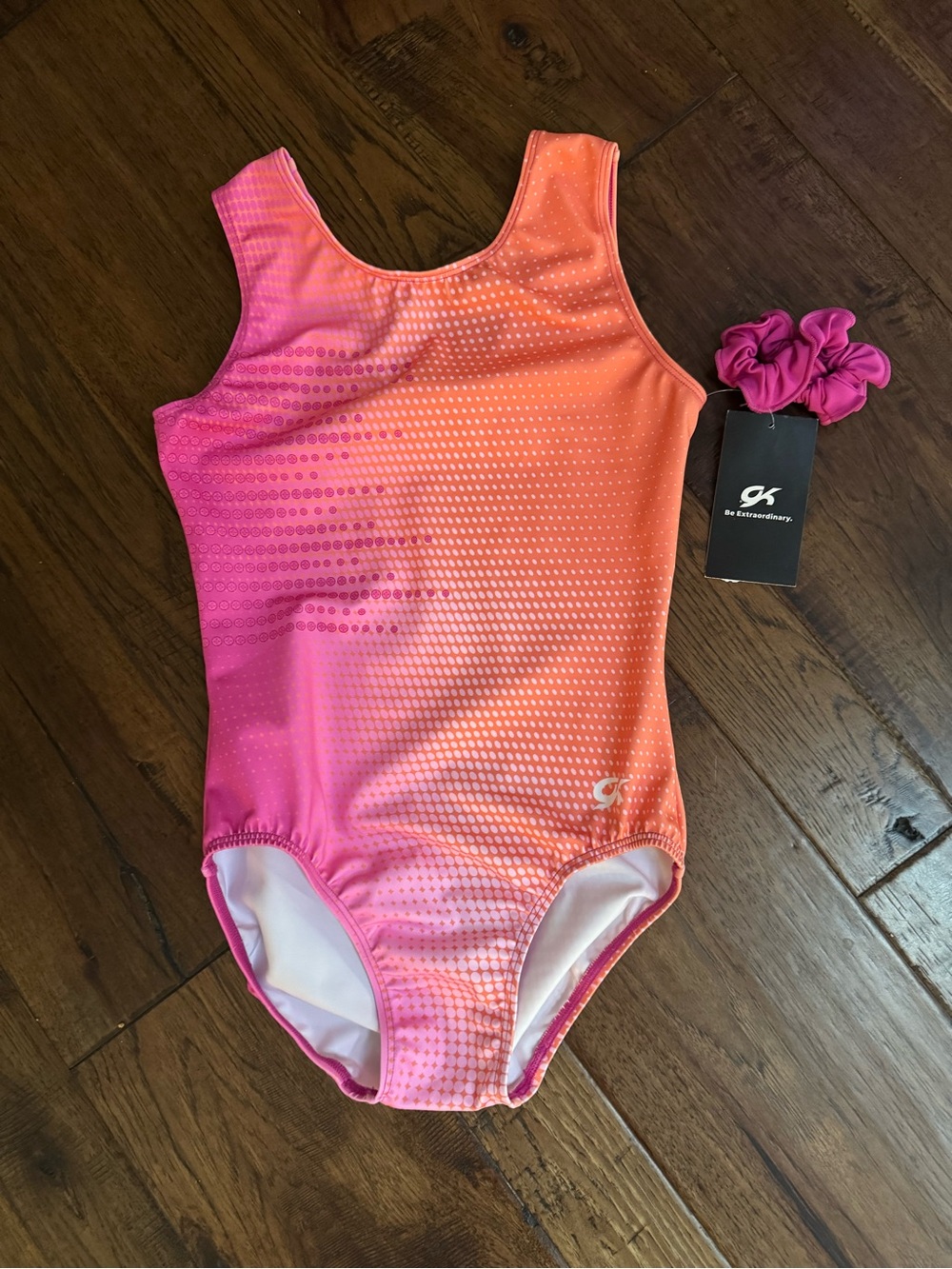 GK Pink Orange ombré leotard NWT size AM